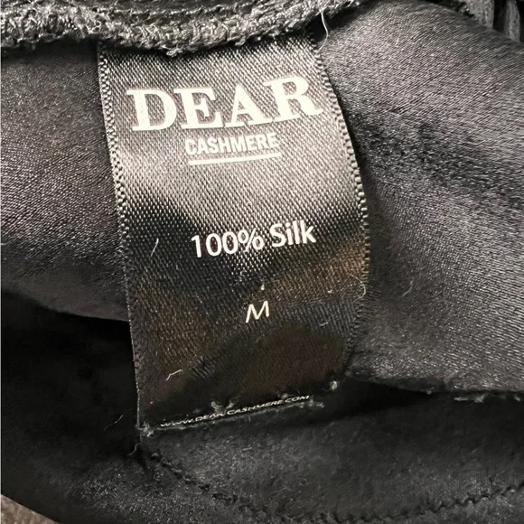 Dear Cashmere 100% Silk Black Lightweight Pants Size Medium - Picture 10 of 11
